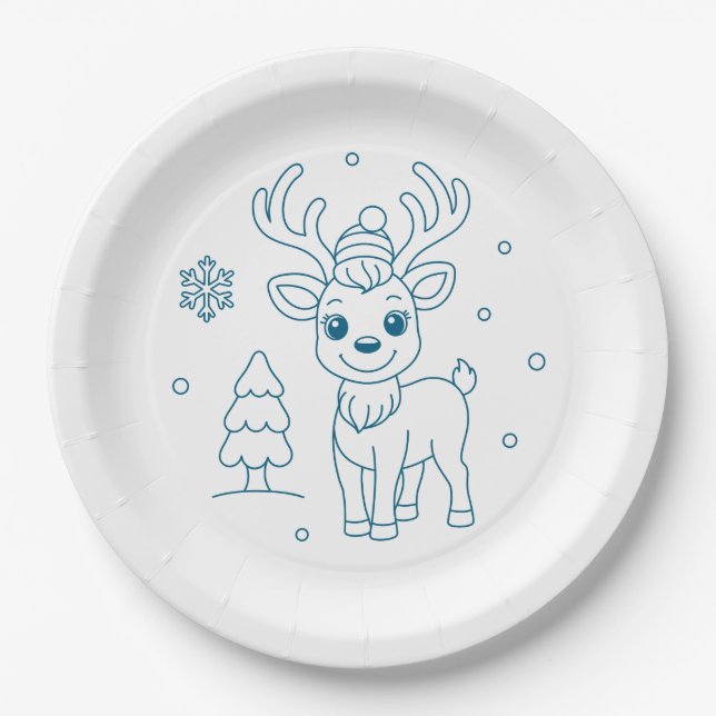 christmas reindeer paper plate (Front)