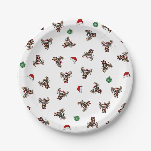 Christmas Reindeer Paper Plate (Front)