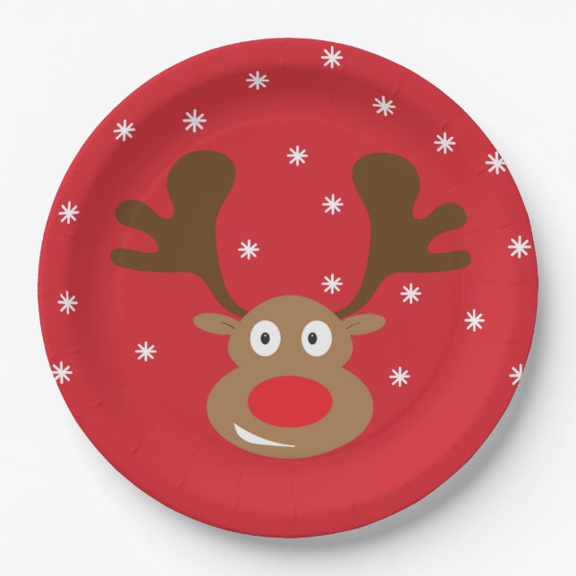 Christmas Reindeer Party Supply Plate (Front)