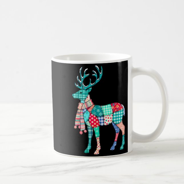 Christmas Reindeer Patchwork Reindeer Men Women Ki Coffee Mug (Right)