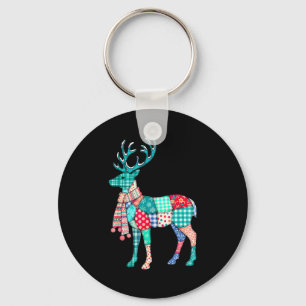 Christmas Reindeer Patchwork Reindeer Men Women Ki Key Ring