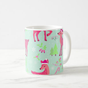 Christmas Reindeer Pattern Coffee Mug