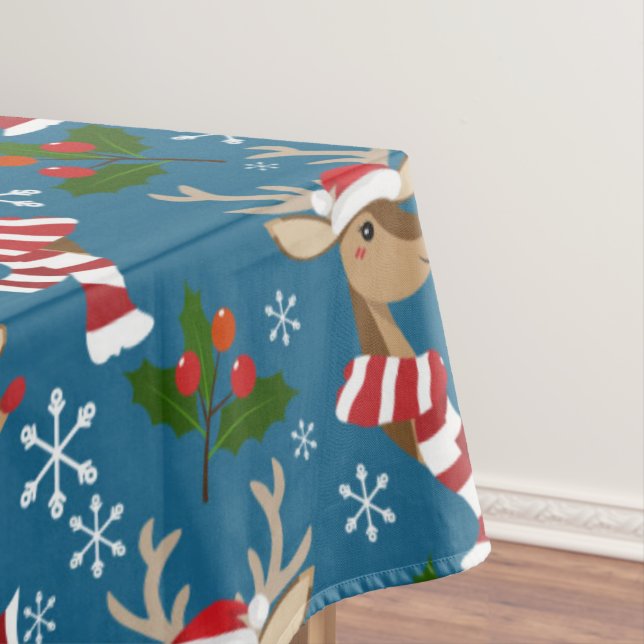 Christmas Reindeer Pattern Tablecloth (In Situ)