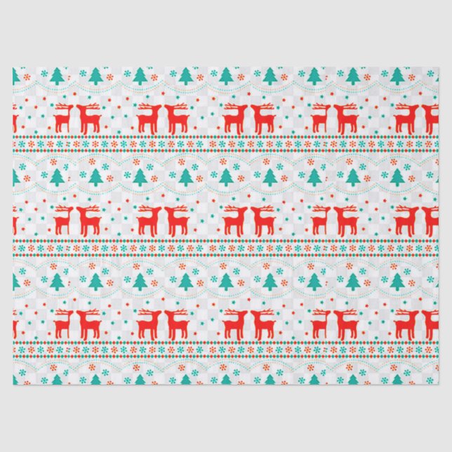 🎁Christmas Reindeer Pattern Tissue Paper Wrap ✨ (Front)