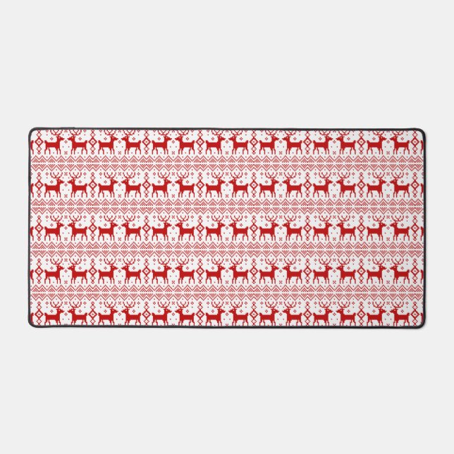 Christmas Reindeer Pattern Winter Theme Holiday Desk Mat (Front)