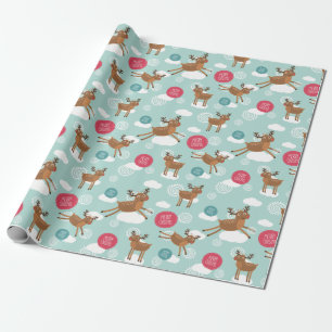 Christmas Reindeer Pattern Wrapping Paper