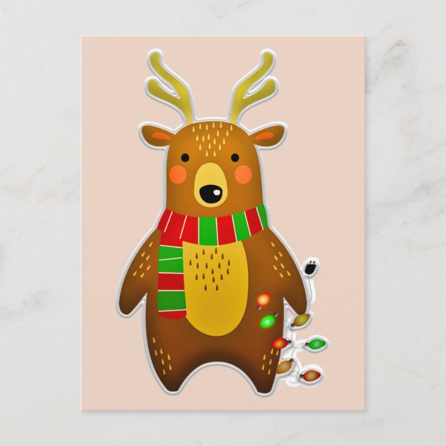 christmas reindeer postcard (Front)