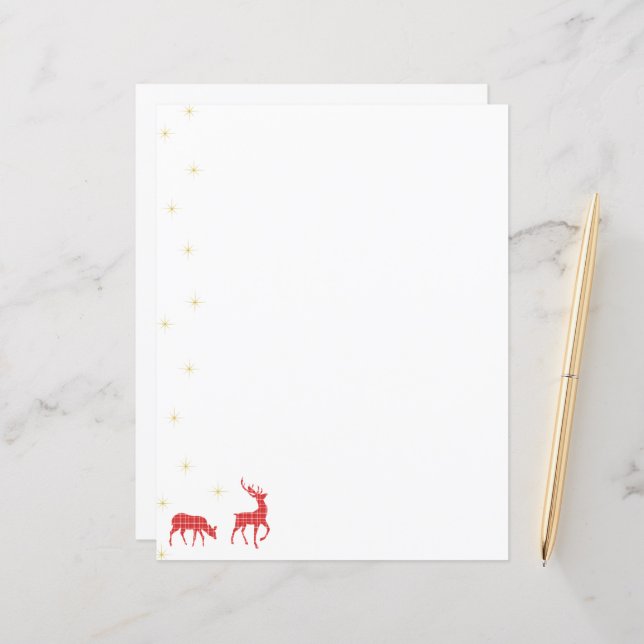 Christmas Reindeer Red Green Twill Plaid Pattern (Front/Back In Situ)