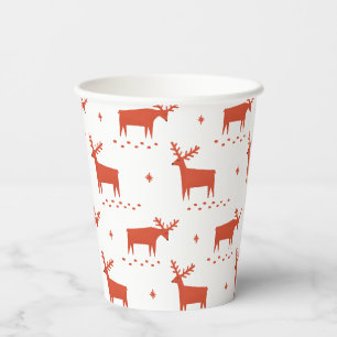 Christmas reindeer. Red woodland animal pattern Paper Cups
