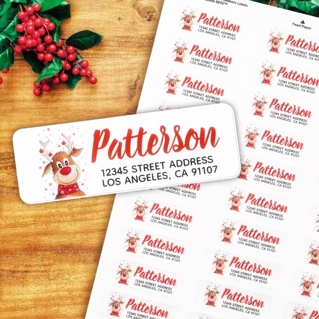 Christmas Reindeer Return Address Label (Creator Uploaded)
