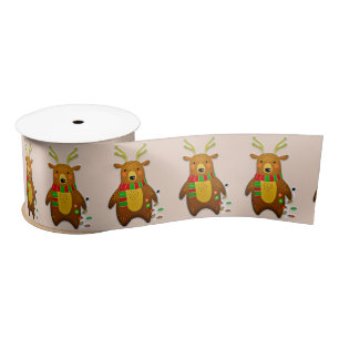 christmas reindeer ribbon satin ribbon