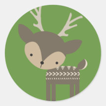 Christmas Reindeer Round Glossy Stickers