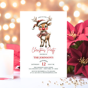 Christmas Reindeer Rudolph House Corporate Party Invitation
