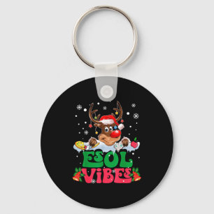 Christmas Reindeer Santa Esol Vibes Funny Teacher Key Ring