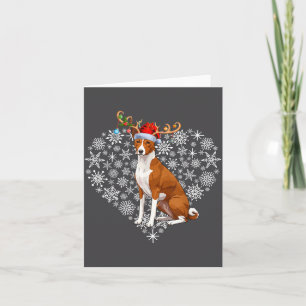 Christmas Reindeer Santa Hat Basenji Lovers Xmas  Card