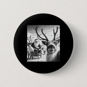 Christmas Reindeer Santa Selfie Funny Xmas Men Wom 6 Cm Round Badge