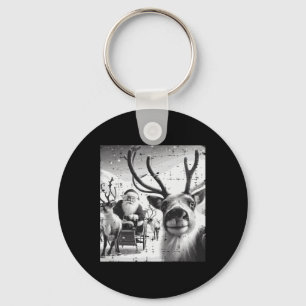 Christmas Reindeer Santa Selfie Funny Xmas Men Wom Key Ring