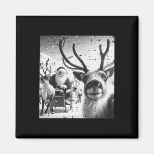 Christmas Reindeer Santa Selfie Funny Xmas Men Wom Magnet