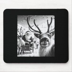 Christmas Reindeer Santa Selfie Funny Xmas Men Wom Mouse Pad