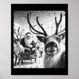 Christmas Reindeer Santa Selfie Funny Xmas Men Wom Poster