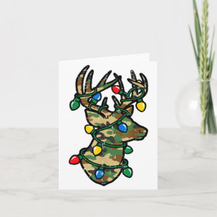 Christmas Reindeer Silhouette Camo Xmas Lights Men Card