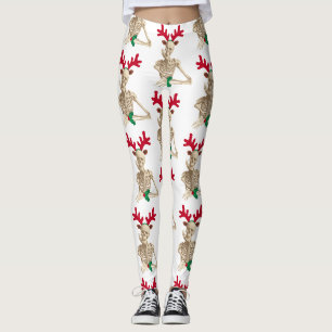 christmas reindeer skeleton leggings