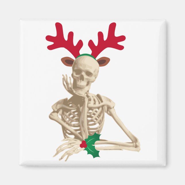 christmas reindeer skeleton magnet (Front)
