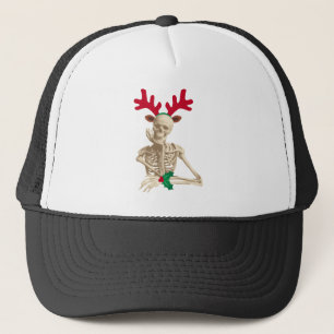 christmas reindeer skeleton trucker hat
