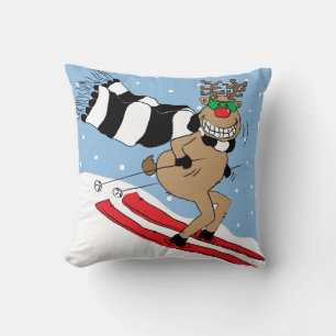 Christmas Reindeer Skiing Cushion