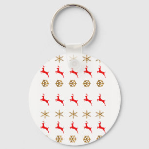 Christmas Reindeer Snowflake gold red Key Ring