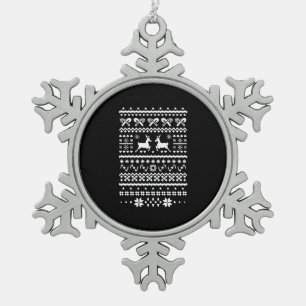 christmas reindeer  snowflake pewter christmas ornament