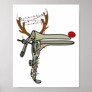 Christmas Reindeer Speculum Nurse Obgyn Obstetrics Poster