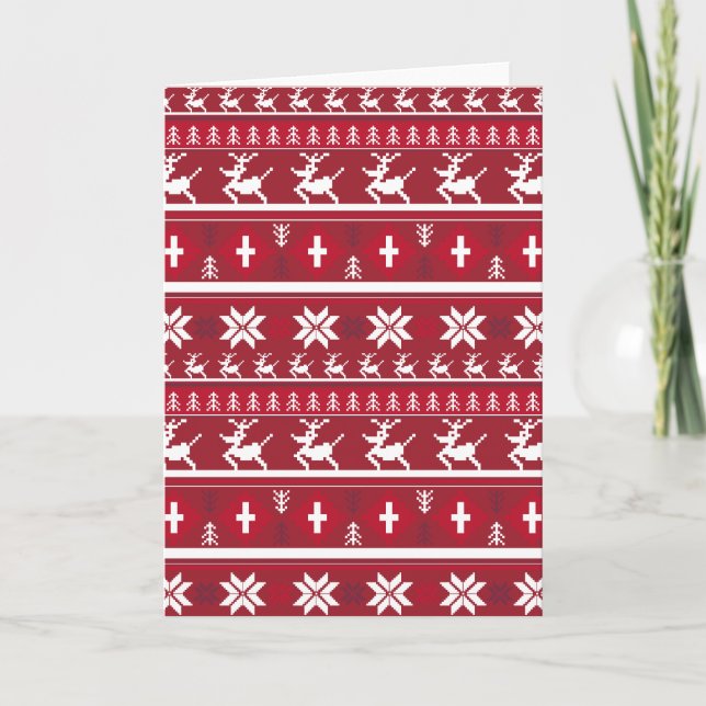 Christmas Reindeer Stripe Card (Front)