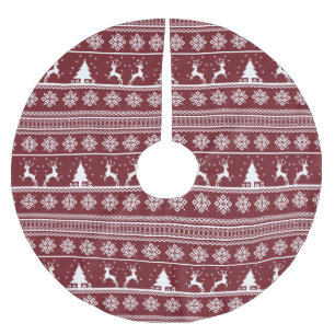 Christmas Reindeer Sweater Pattern Brushed Polyester Tree Skirt