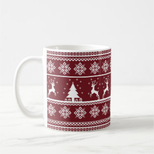 Christmas Reindeer Sweater Pattern Coffee Mug