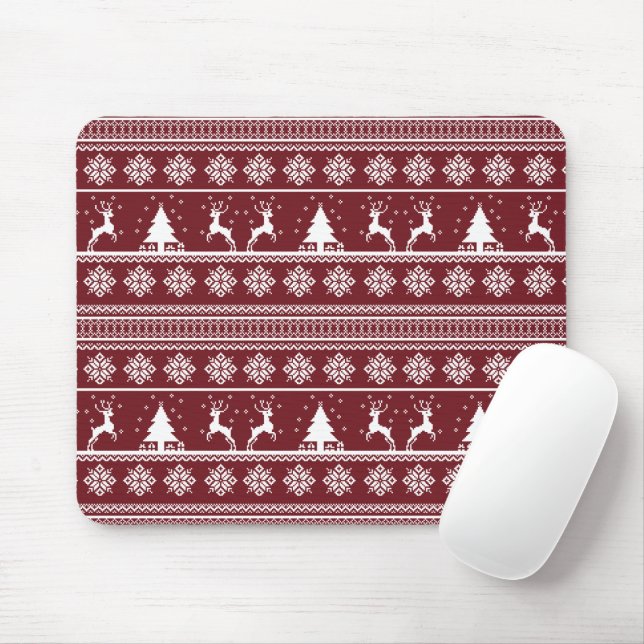  Christmas Reindeer Sweater Pattern Mouse Pad (With Mouse)