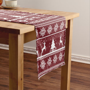 Christmas Reindeer Sweater Pattern Short Table Runner
