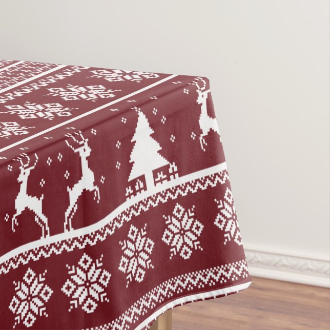  Christmas Reindeer Sweater Pattern Tablecloth (In Situ)