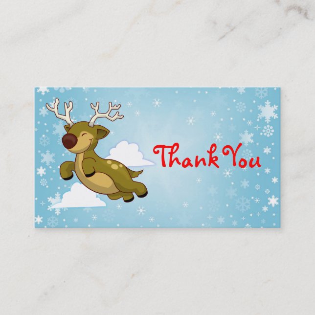 Christmas Reindeer Thank You Business Card (Front)