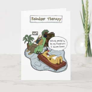 Christmas Reindeer Therapy   Funny Cartoon Holiday Card