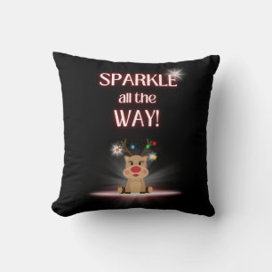 Christmas Reindeer Throw Pillow - black