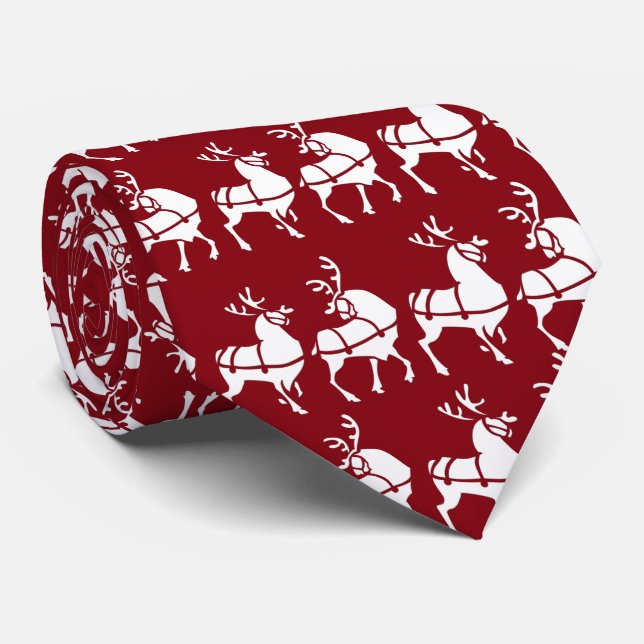 Christmas Reindeer Ties Holiday Ties Customise (Rolled)