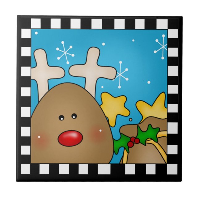 Christmas Reindeer Tile Trivet (Front)