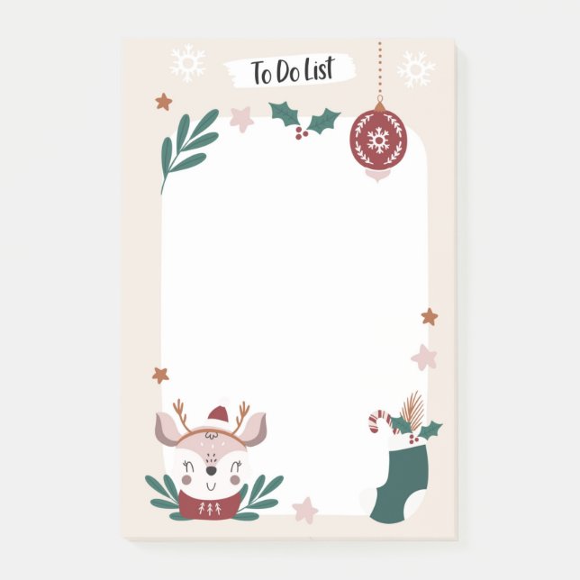 Christmas Reindeer To Do List Post-It Notes (Front)