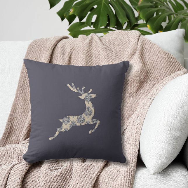 Christmas Reindeer Toile Pattern Cushion (Creator Uploaded)