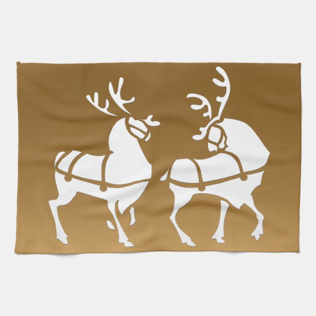 Christmas Reindeer Towel Custom Holiday Tea Towels (Horizontal)