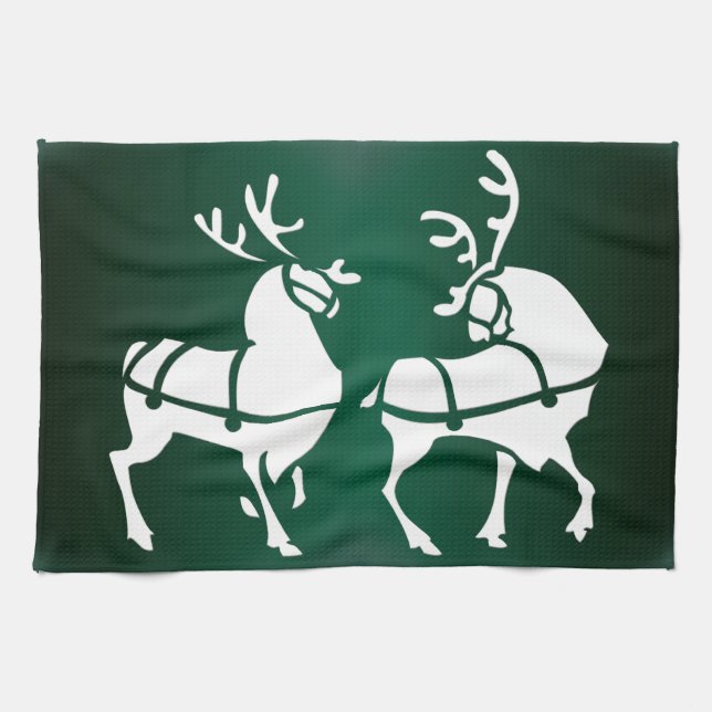 Christmas Reindeer Towel Custom Holiday Tea Towels (Horizontal)