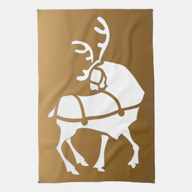 Christmas Reindeer Towel Custom Holiday Tea Towels (Vertical)