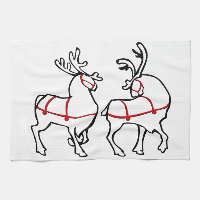 Christmas Reindeer Towel Custom Holiday Tea Towels (Horizontal)