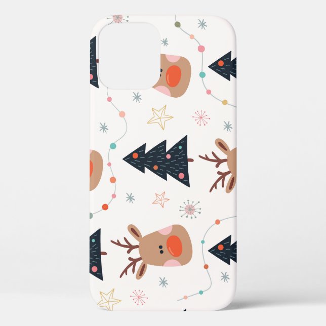 Christmas Reindeer Tree Hand Drawn Case-Mate iPhone Case (Back)